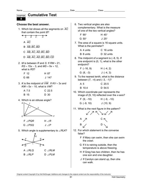 40 Chapter 6 Test Form A Geometry Answers Ahmedmairianne
