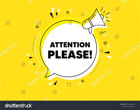Attention Please Megaphone Yellow Vector Banner Stock Vector Royalty