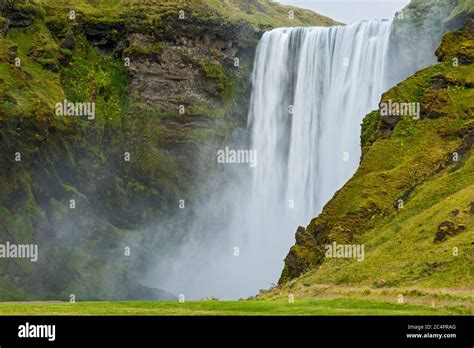 The Majestic Waterfall Skogafoss In The South Of Iceland Stock Photo
