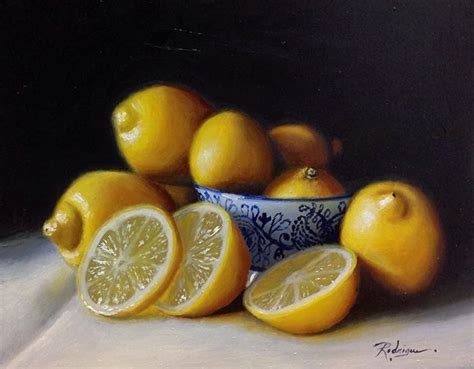 Lemons By Carole Rodrigue Oil ~ 8 X 10 Still Life Realistic Oil Painting Of Lemons Lemons