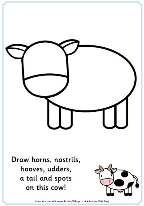 Print one extra page for calling cards. Complete the Picture - Cow | Cow craft, Cow, Farm preschool