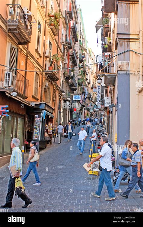 The Narrow Busy Street Of The Spanish Quarters Quartieri Spagnoli