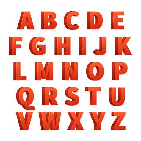 Premium Vector Red 3d Letters Vector Alphabet Lettering