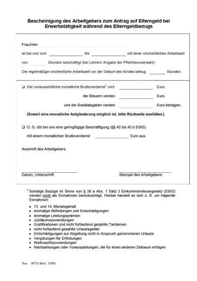 16+ antrag elternzeit arbeitgeber muster kostenlos. Verdienstbescheinigung formular neutral - Bürozubehör