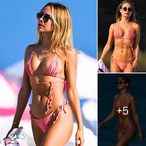 Kimberley Garner Flaunts Her Flawless Physique In A Vibrant Pink Bikini At Miami Beach