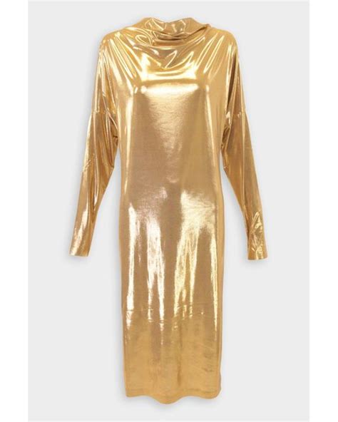 Norma Kamali All In One Dress To Midcalf In Gold In Metallic Lyst