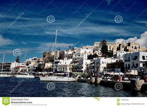 View Of Chora Old Town Naxos Greece Editorial Photo Image Of White