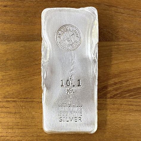 10 Oz Silver Hand Poured Classic Assay Bar Alaska Mint