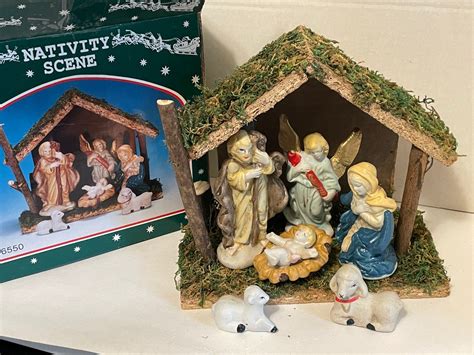 7 Piece Nativity Set Original Box Rr Etsy
