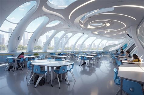 Premium Ai Image Futuristic Classroom Architecture Adaptable Spaces For Learning Evolution