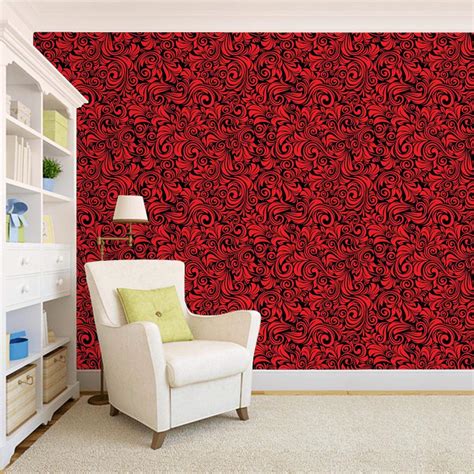 100yellow® Red Pattern Self Adhesive Peel And Stick Waterproof Wallpaper
