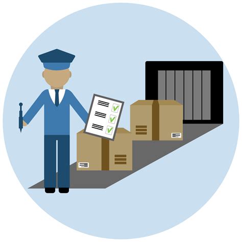 Illustration Customs Customs Officer And Baggage Check And Clearance