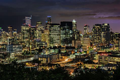 Seattle Skyline At Night Photograph By Cityscape Photography Fine Art