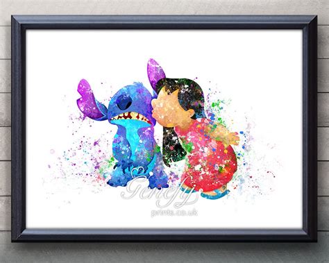 Disney Lilo And Stitch Watercolor Poster Print Watercolor