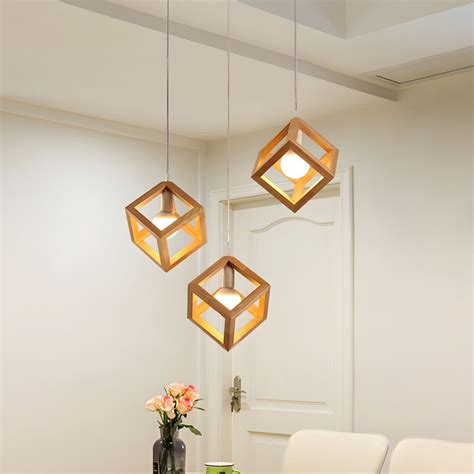 Minimalist 3 Lights Pendant Lighting Cubic Hanging Light Fixture With