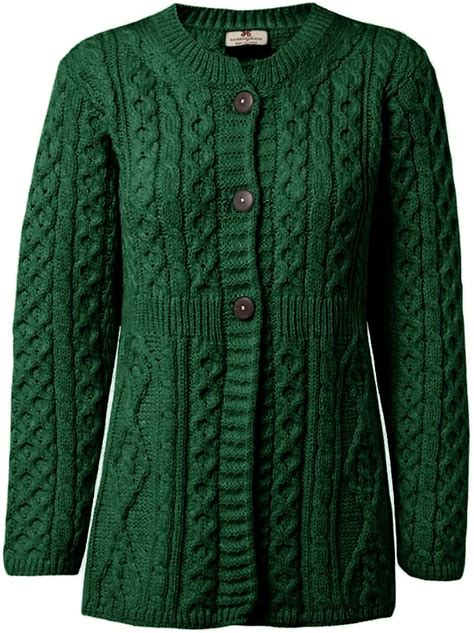 Carriag Donn Aran Sweater Made In Ireland For Women Merino Wool A Line