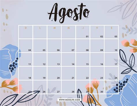 Planner Y Calendario Agosto 2019 Descargable Moixx