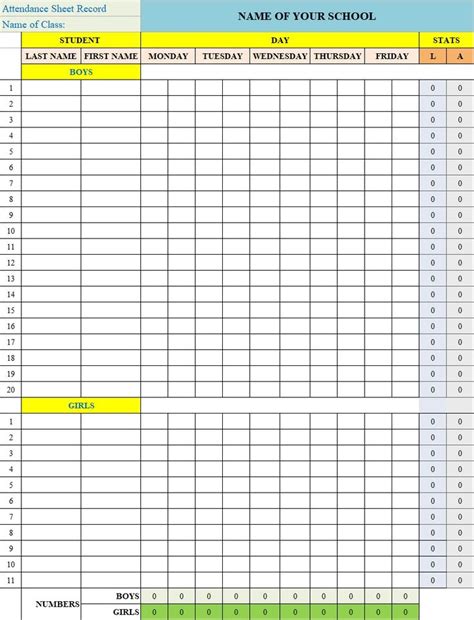 Attendance Sheet Template Excel Word Templates Attendance Sheet