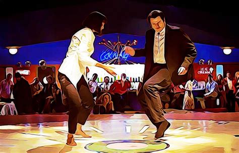 Digital Illustration Of John Travolta And Uma Thurman Dancing In Film