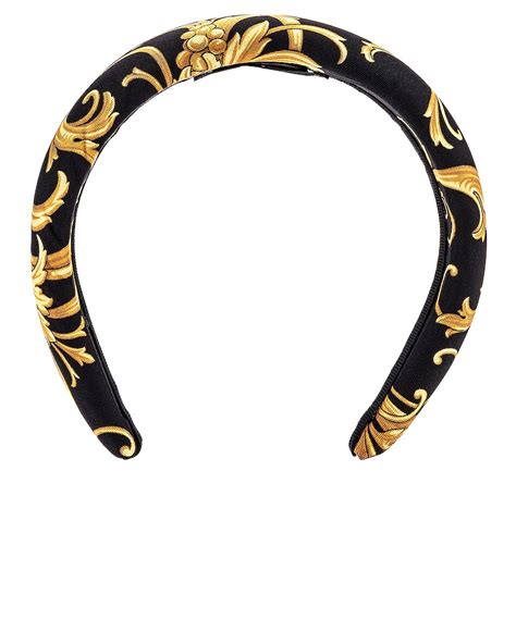 Versace Brocade Headband In Black And Gold Fwrd