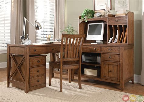 Looking to upgrade your home office? Hearthstone Rustic Oak Finish L Shaped Home Office Desk