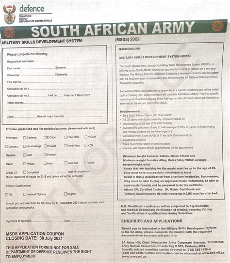 Sa Military Online Application Form Fill Out And Sign