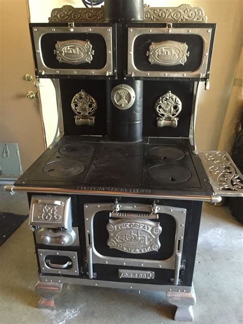 Great Majestic Wood Burning Stove Antique Cook Top Oven Restored