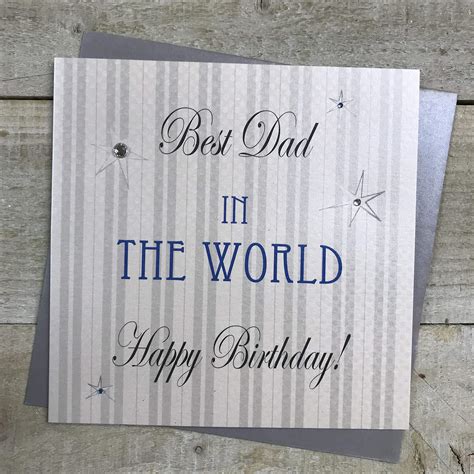 Buy White Cotton Cards Best Dad In The World Happy Birthday Handmade Card With Stars SBT PWORLD