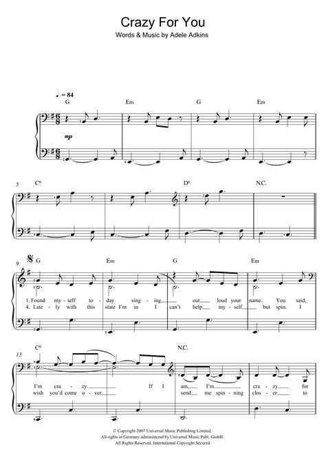 So, in the same way as you require the books swiftly, you can straight get it. Crazy For You Sheet Music | Adele | Piano & Vocal