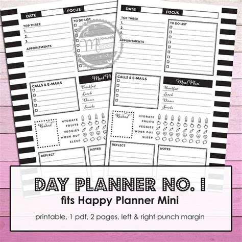 Mambi Mini Happy Planner Printable Daily Planner No 1 Day Etsy