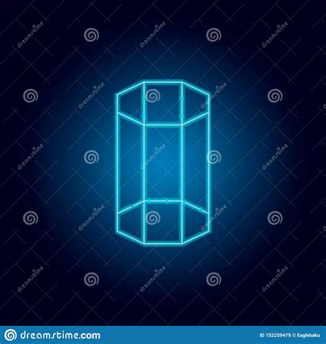 Octagonal Prism Icon In Neon Style Geometric Figure Element For Mobile