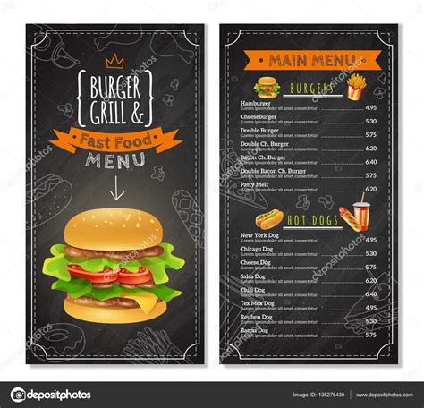 Fast Food Menu — Stock Vector © Macrovector 135276430