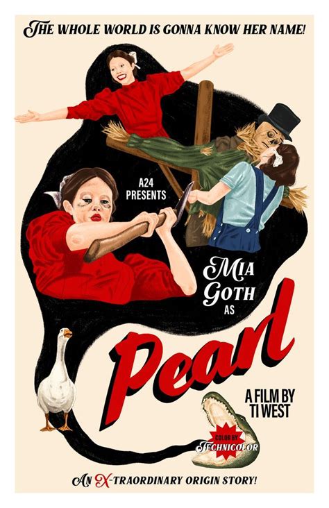 pearl poster featuring mia goth as pearl in ti west s a24 film prequel to x film poster