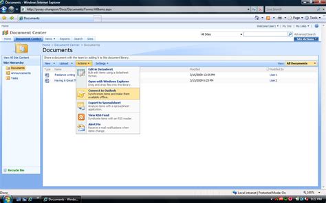 Opening Microsoft Sharepoint Document Libraries In Outlook 2007