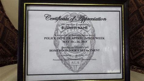 Certificate Of Appreciation Police Week Example Certificate Of