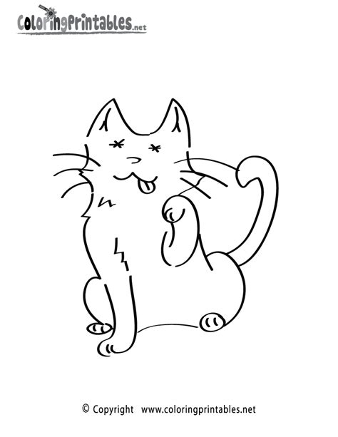 Funny Cat Coloring Page A Free Animal Coloring Printable
