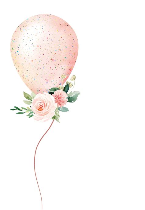 Floral Glitter Balloon Birthday Invitation Template Greetings