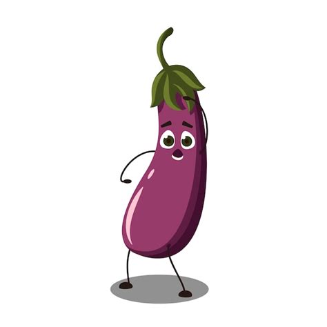 Premium Vector Vector Emoji Eggplant With A With A Surprised Face
