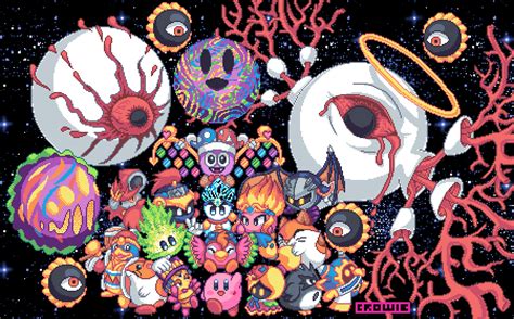 Pixel Art Of Kirby With Some Bosses Kirby