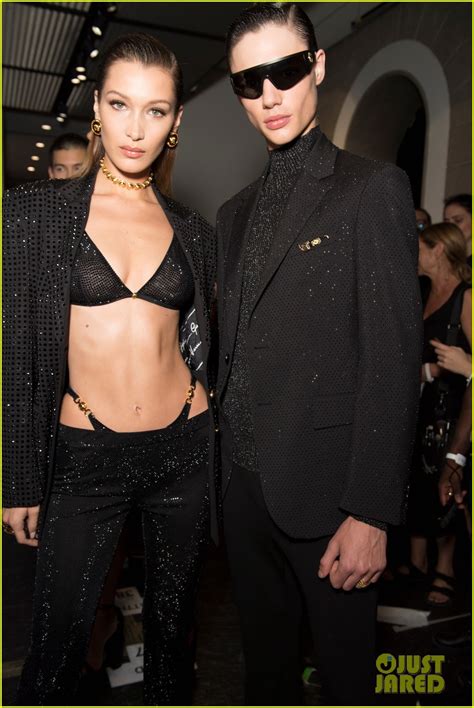 Irina Shayk Stuns In Versace S Milan Show Next To Bella Gigi Hadid