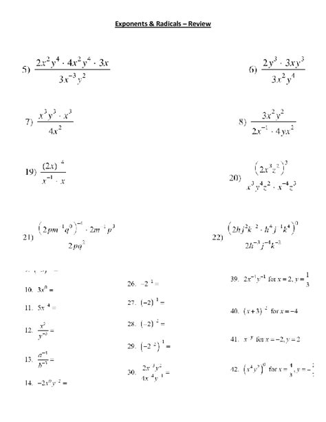Algebra 2 Simplifying Radicals Worksheet