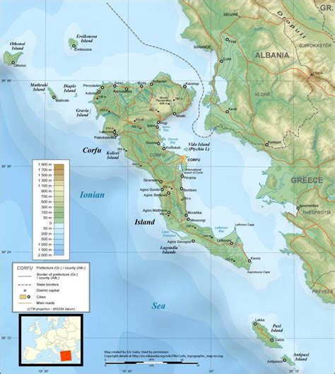 Korfu kort Grækenland Kort Korfu Grækenland det Sydlige Europa Europa