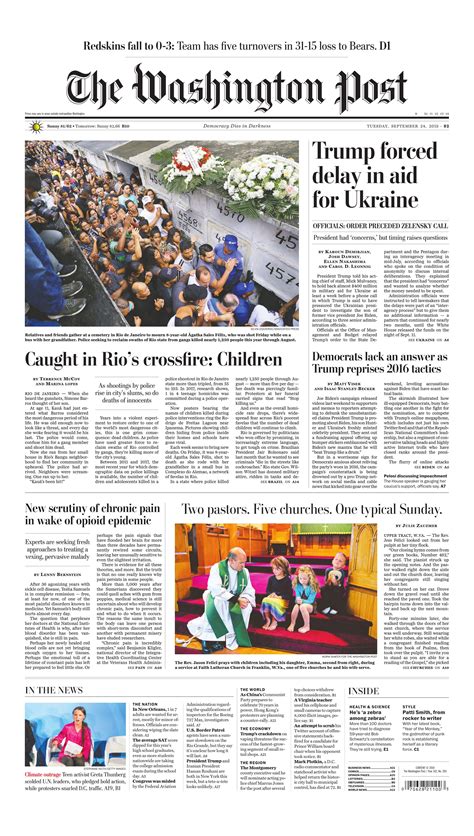 The Washington Post 24 Sept 2019 The Washington Post Newspaper Front