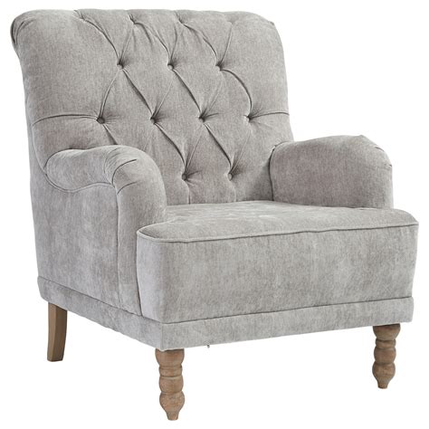Dinara A3000200 Gray Accent Chair With Diamond Tufted Back And English