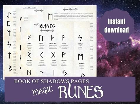 Rune Stones Cheat Sheet For Witch Planner Book Of Shadows Etsy In