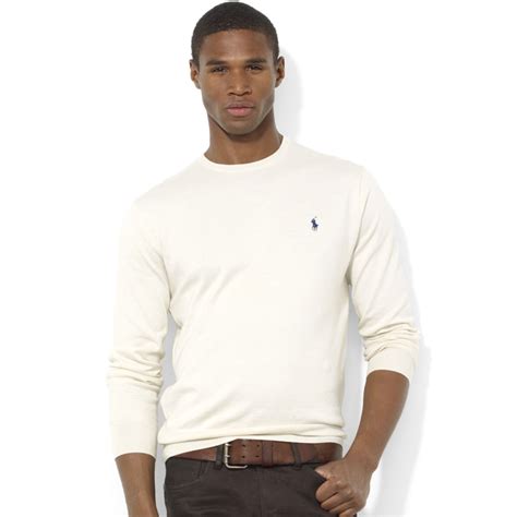 Ralph Lauren Crew Neck Pima Cotton Sweater In Beige For Men Winter