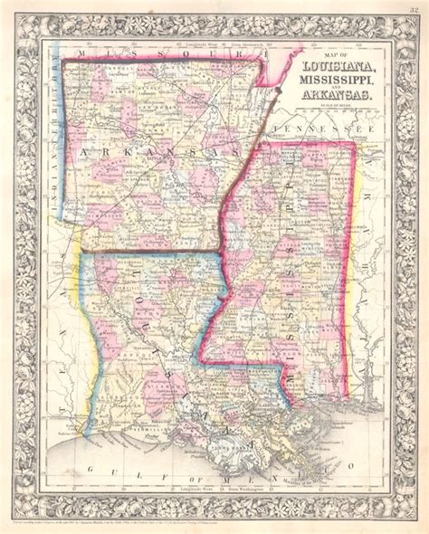 Map Of Louisiana Mississippi And Arkansas Geographicus