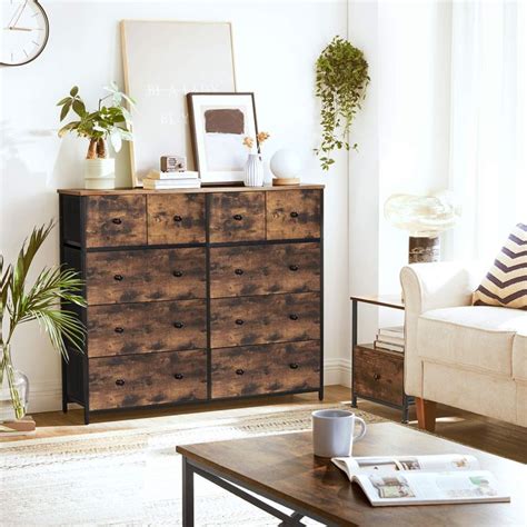 Industrial Large Dresser With 10 Fabric Drawers Songmics