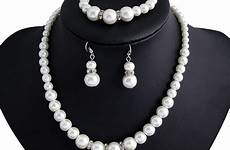 jewelry pearl sets necklace set women imitation fashion suit wedding bracelet earrings jewellery lady aliexpress bride