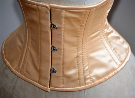 short nude satin steelboned authentic waspie corset for tight lacing corsettery authentic